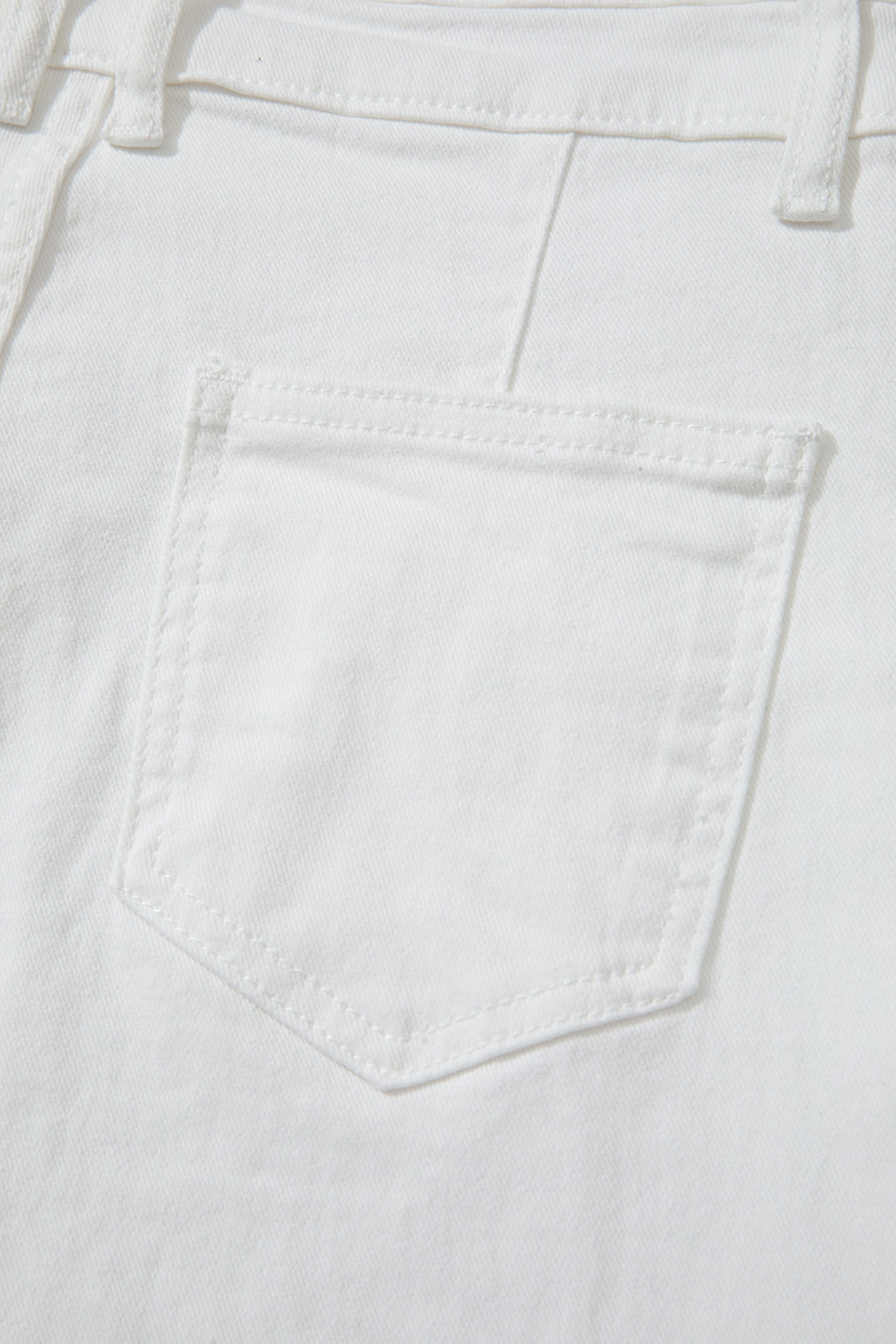 Women’s white high-waist wide-leg jeans with classic five-pocket styling and a relaxed full-length silhouette