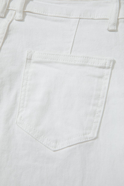 Women’s white high-waist wide-leg jeans with classic five-pocket styling and a relaxed full-length silhouette