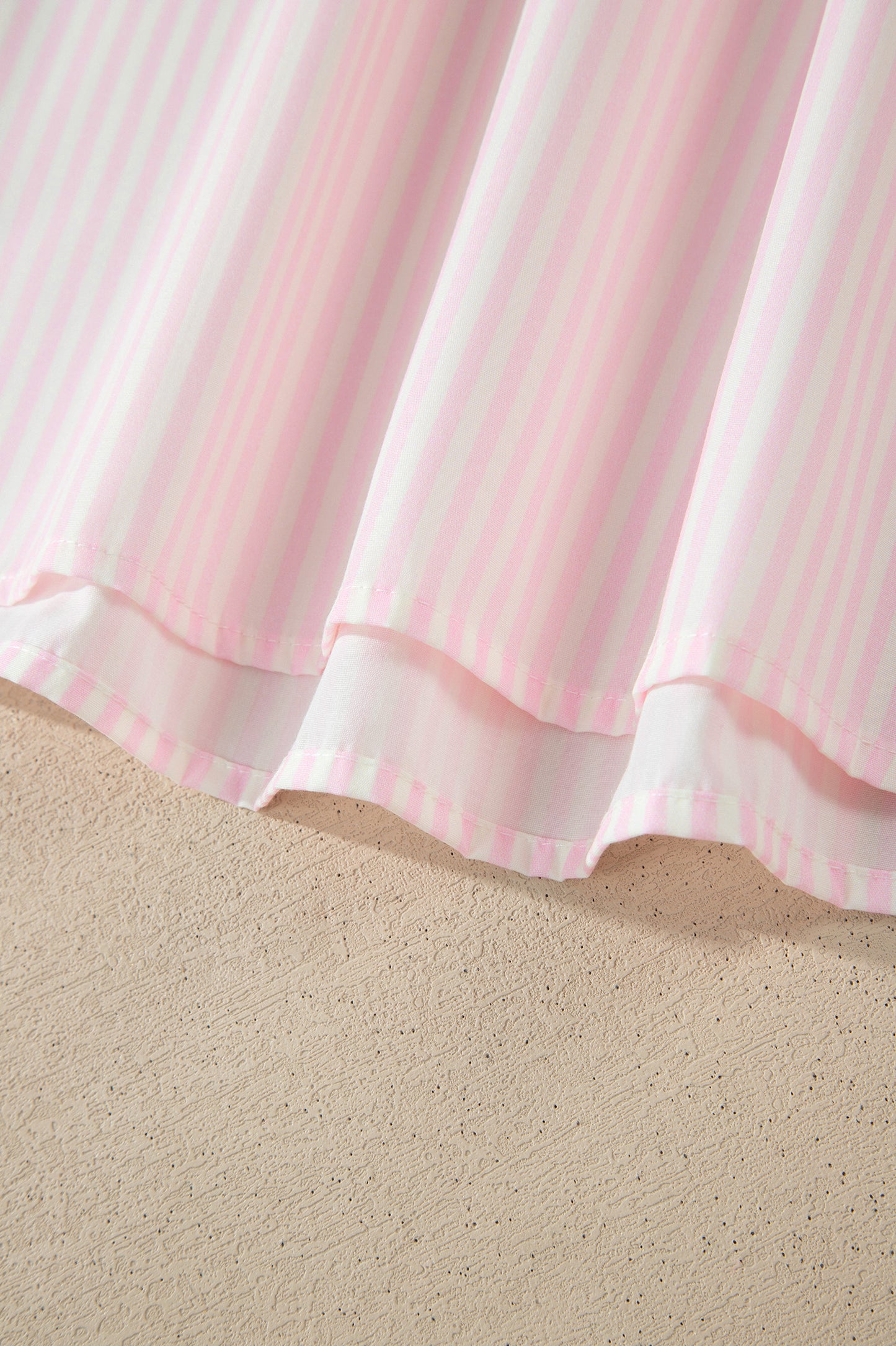 Pink Striped Ruffle Sleeve Blouse – Feminine Everyday Flutter Sleeve Top