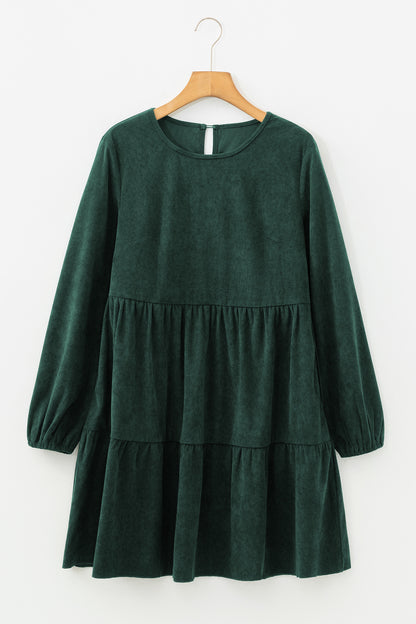 Lantern Sleeve Tiered Mini Dress