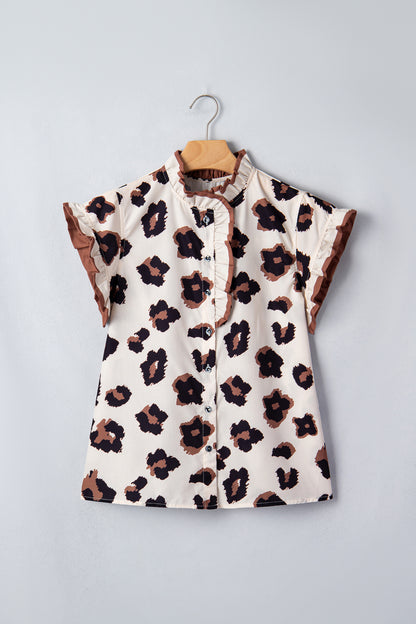 Cream Leopard Print Ruffle Cap Sleeve Blouse – Boutique Animal Print Top