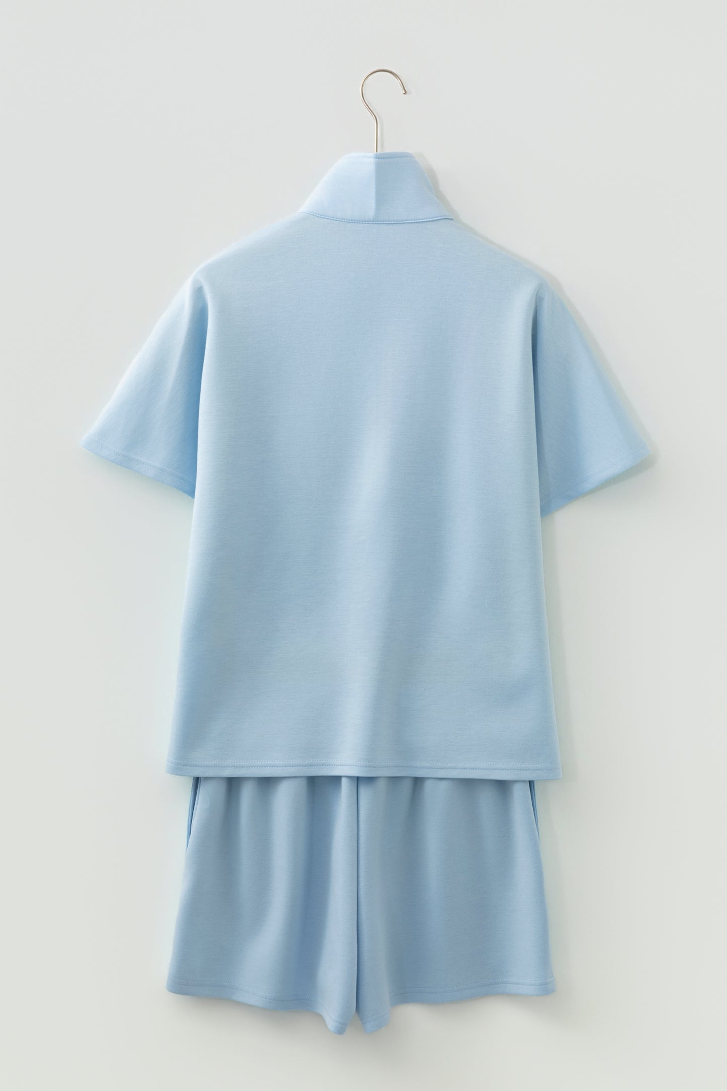 Blue Half-Zip Short Sleeve Sweatshirt Short Set