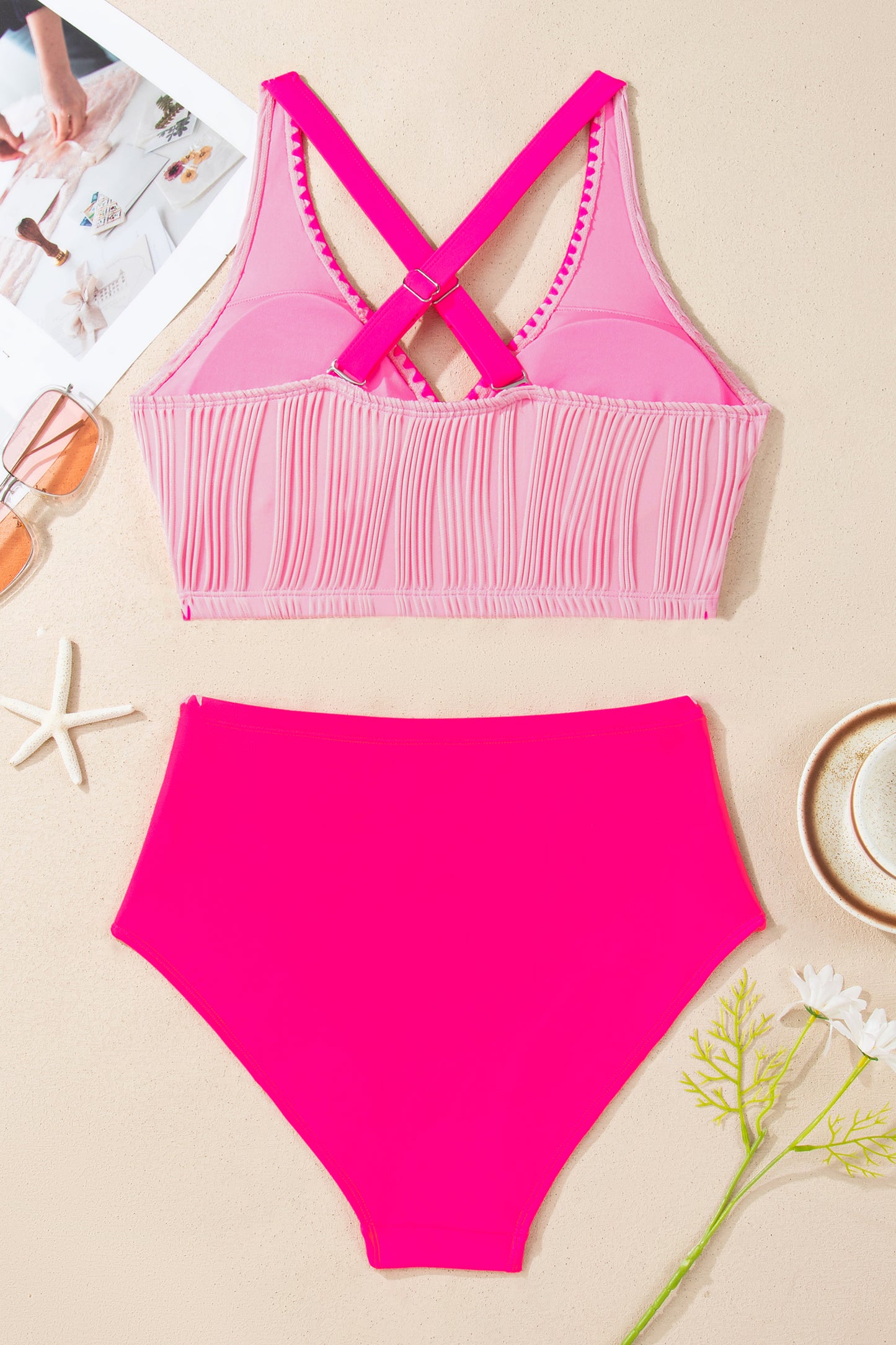 High-Waisted Ribbed Bikini Set – Flattering Fit Swimwear