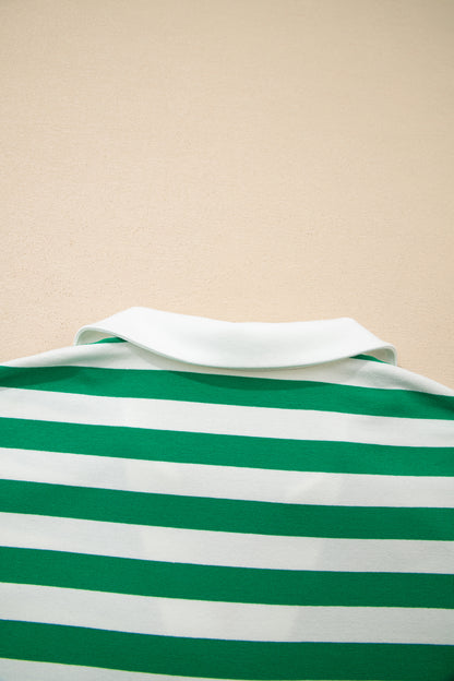 Striped Flutter Sleeve Collared Blouse – Casual Everyday Boutique Top