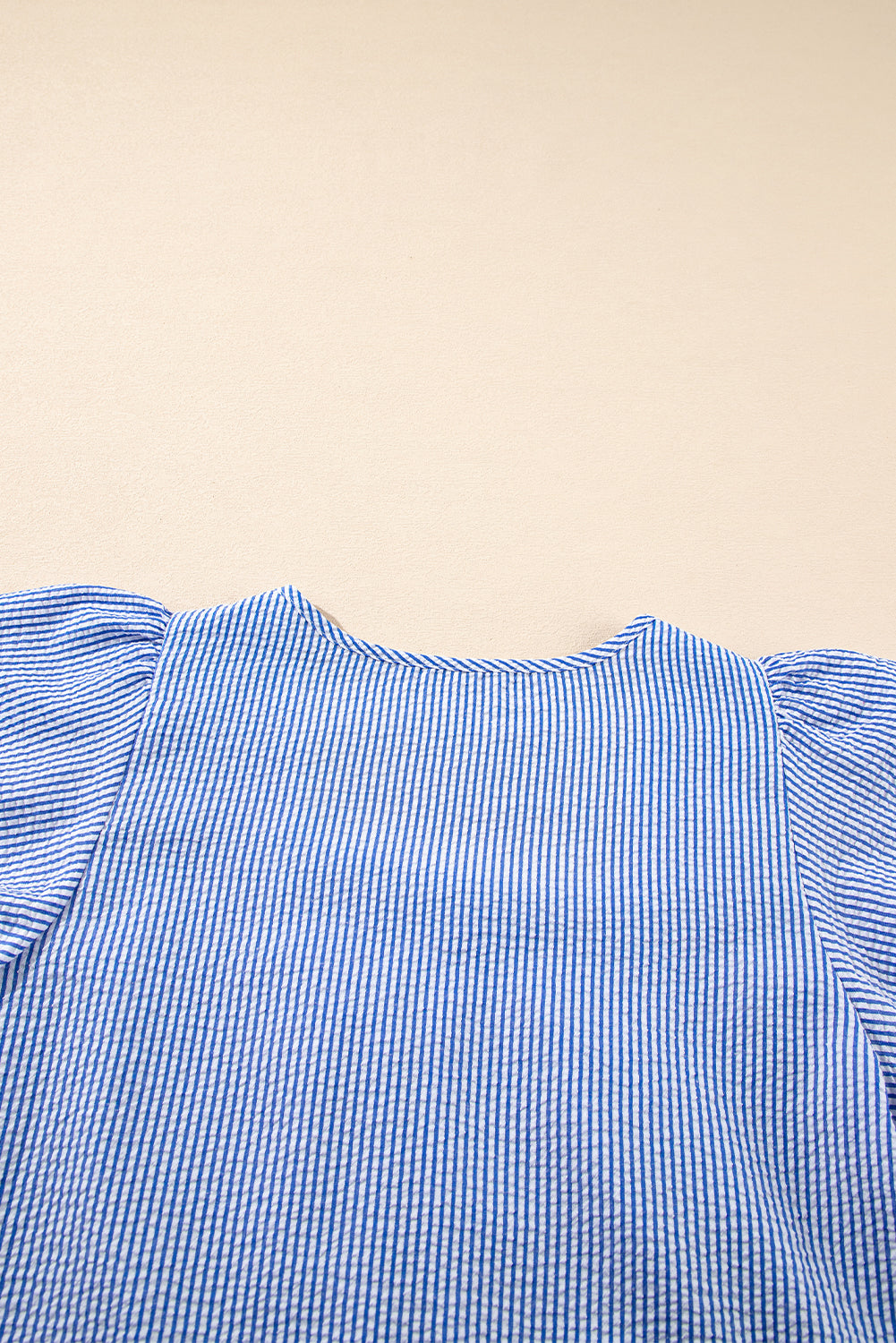 Striped Square Neck Embroidered Blouse – Casual Flutter Sleeve Top
