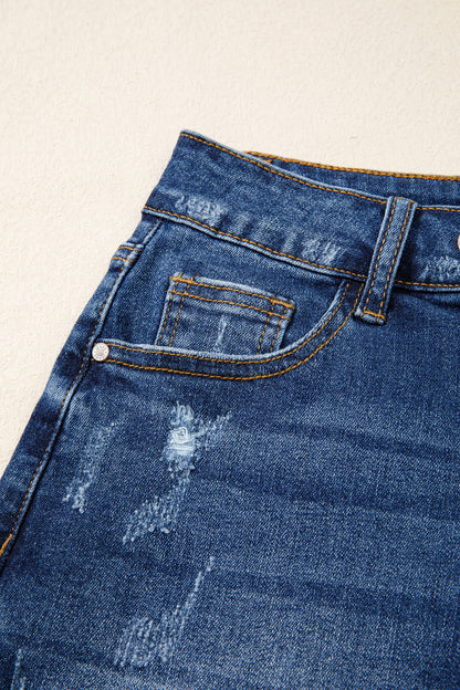 Distressed Frayed Hem Denim Shorts – Casual Everyday Boutique Shorts