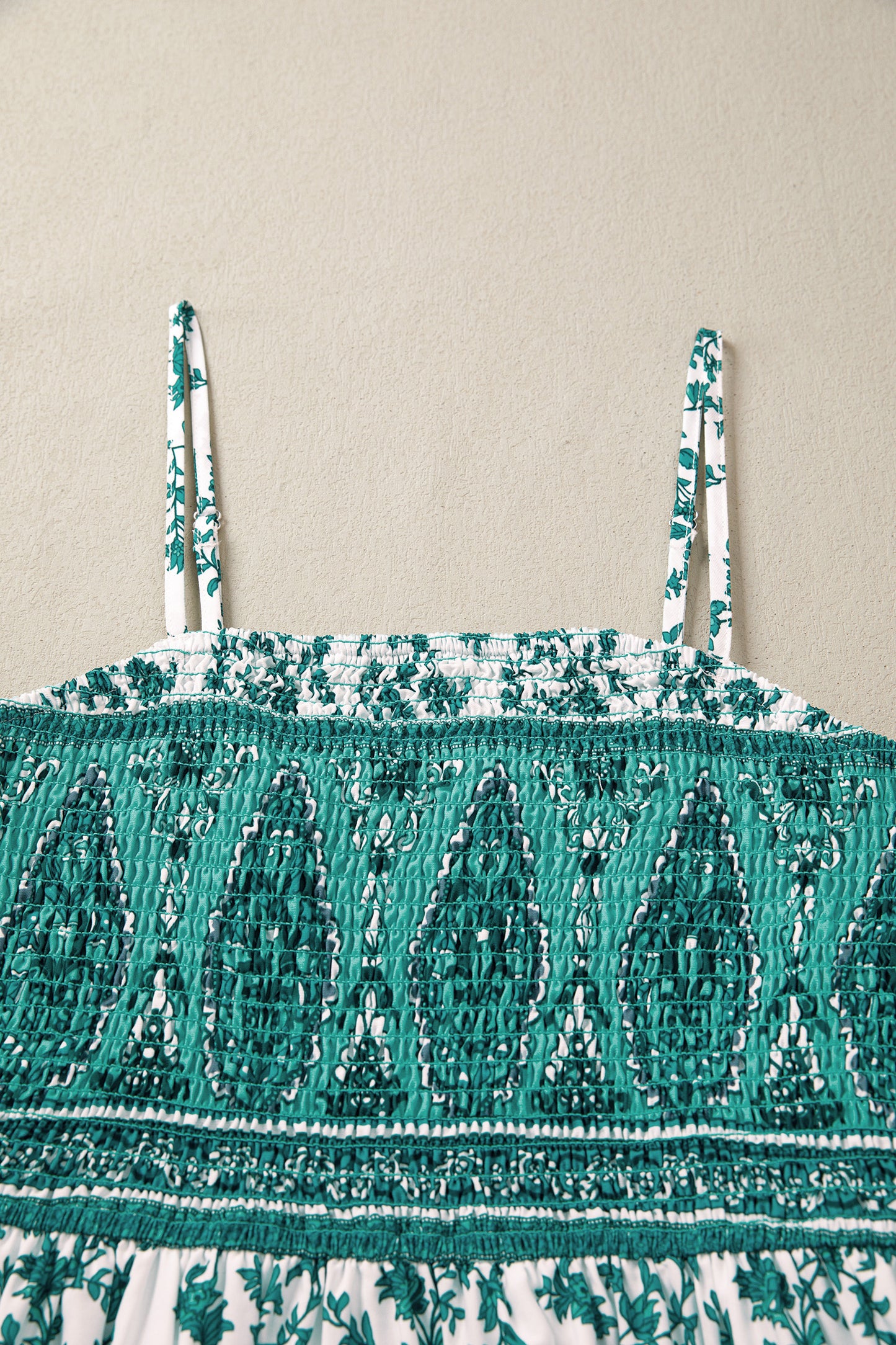 Green Boho Floral Smocked Cami Maxi Dress