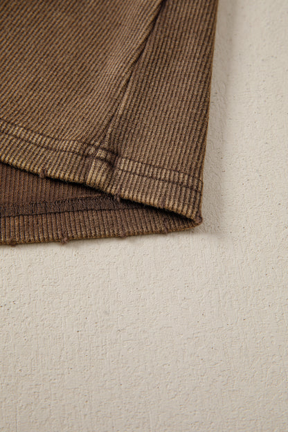 Mocha Vintage Distressed Ribbed Mineral Wash Tank Top