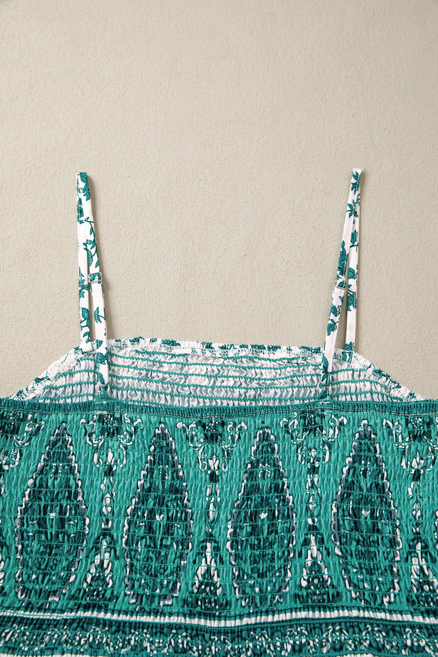 Green Boho Floral Smocked Cami Maxi Dress