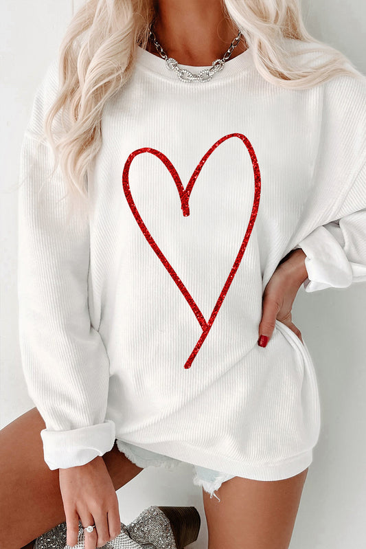 White Heart Line Oversized Sweatshirt