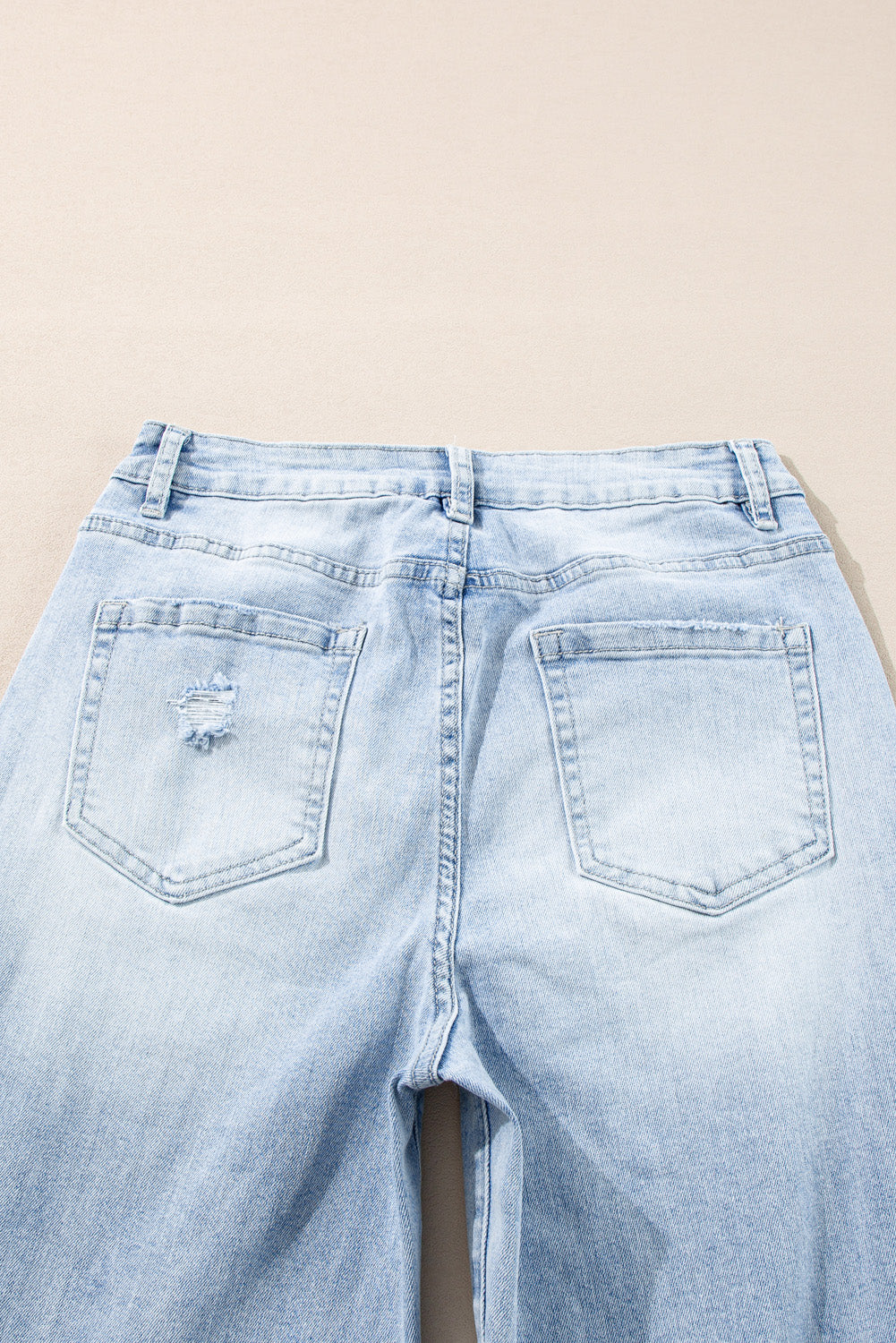 Beau Blue Distressed Straight Leg Jeans 