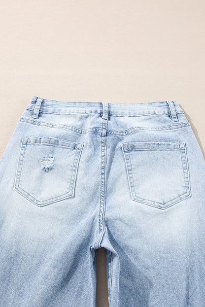 Beau Blue Distressed Straight Leg Jeans 