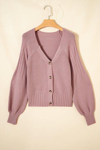 Ribbed Button Knit Cardigan