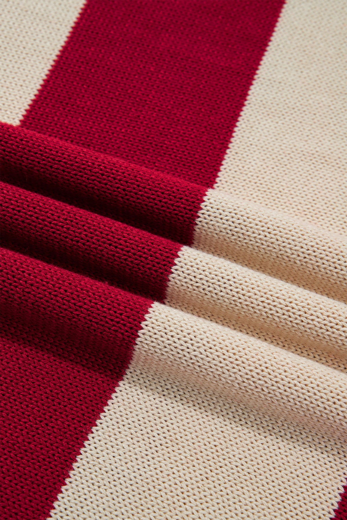 Red Striped Turtleneck Sweater – Relaxed Ribbed Knit Pullover
