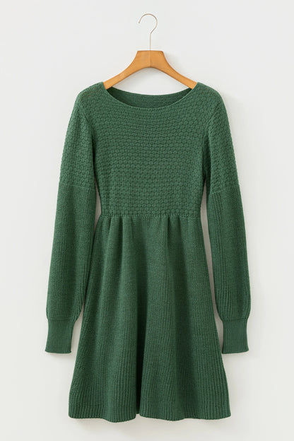 Mist Green Lantern Sleeve Empire Waist Sweater Dress