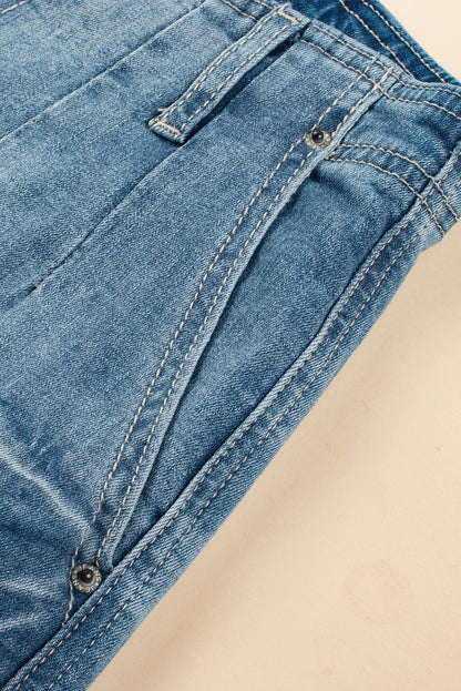 High Waist Button Fly Wide Leg Jeans – Vintage Wash Denim