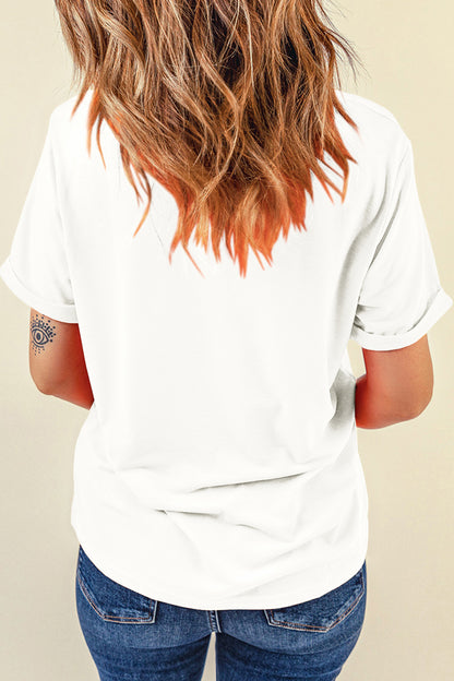 Embroidered Clover Tee – White St. Patrick’s Day Graphic Top