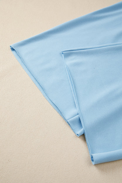 Mist Blue Loose Tee & Wide Leg Pants Set