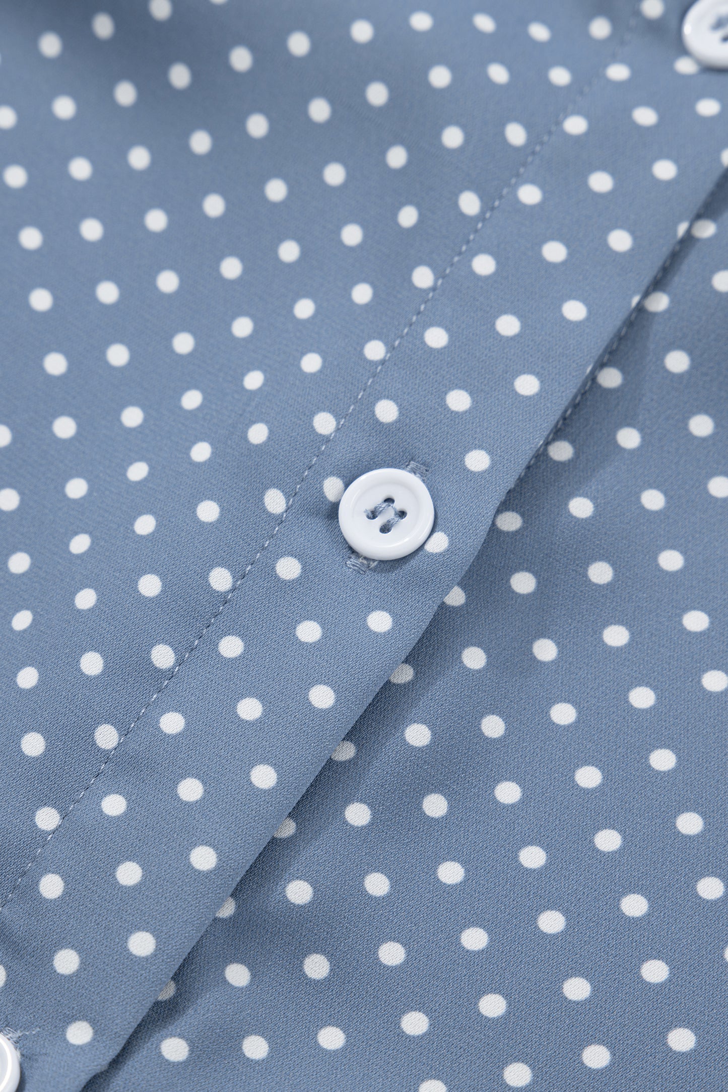 Polka Dot Button Front Blouse – Short Sleeve Collared Top