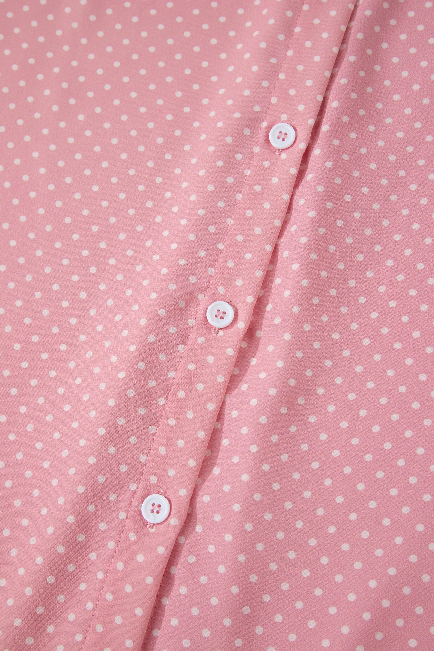 Polka Dot Button Front Blouse – Short Sleeve Collared Top