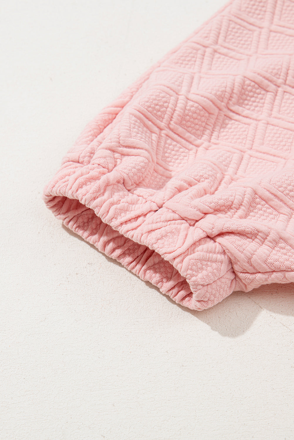 Quilted Zip Collar Puff Sleeve Top – Textured Casual Blouse