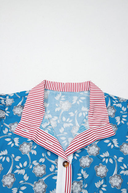 Floral Collared Puff Sleeve Blouse – Vintage Inspired Everyday Top