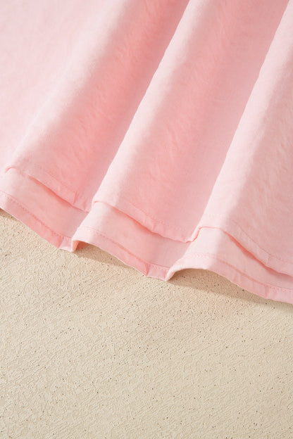 Puff Sleeve Mini Dress with Color block Scallop Trim