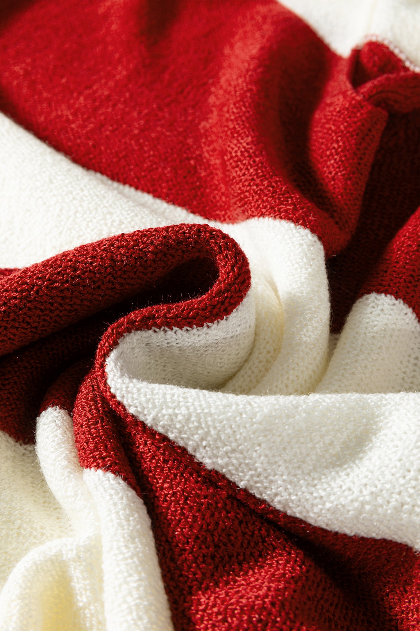 Red Stripe Cozy Color Block Bubble Sleeve Sweater