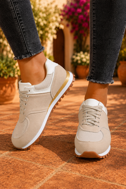 Retro Suede & Mesh Lace-Up Sneakers – Casual Everyday Shoes