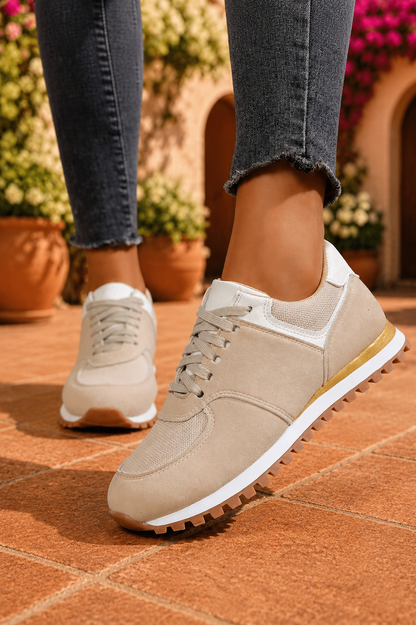 Retro Suede & Mesh Lace-Up Sneakers – Casual Everyday Shoes