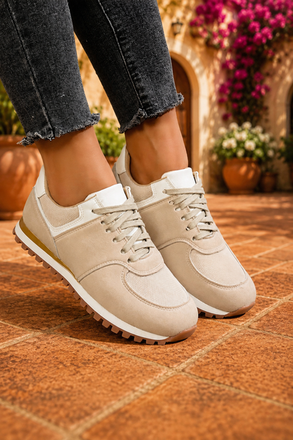 Retro Suede & Mesh Lace-Up Sneakers – Casual Everyday Shoes