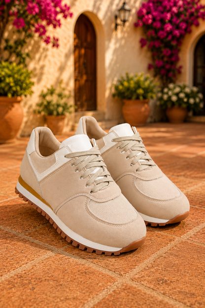 Retro Suede & Mesh Lace-Up Sneakers – Casual Everyday Shoes