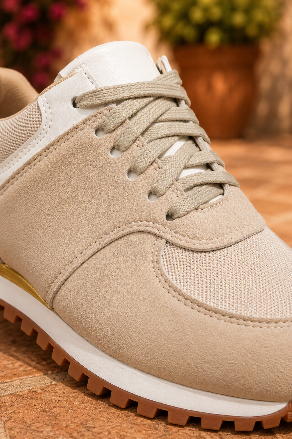 Retro Suede & Mesh Lace-Up Sneakers – Casual Everyday Shoes