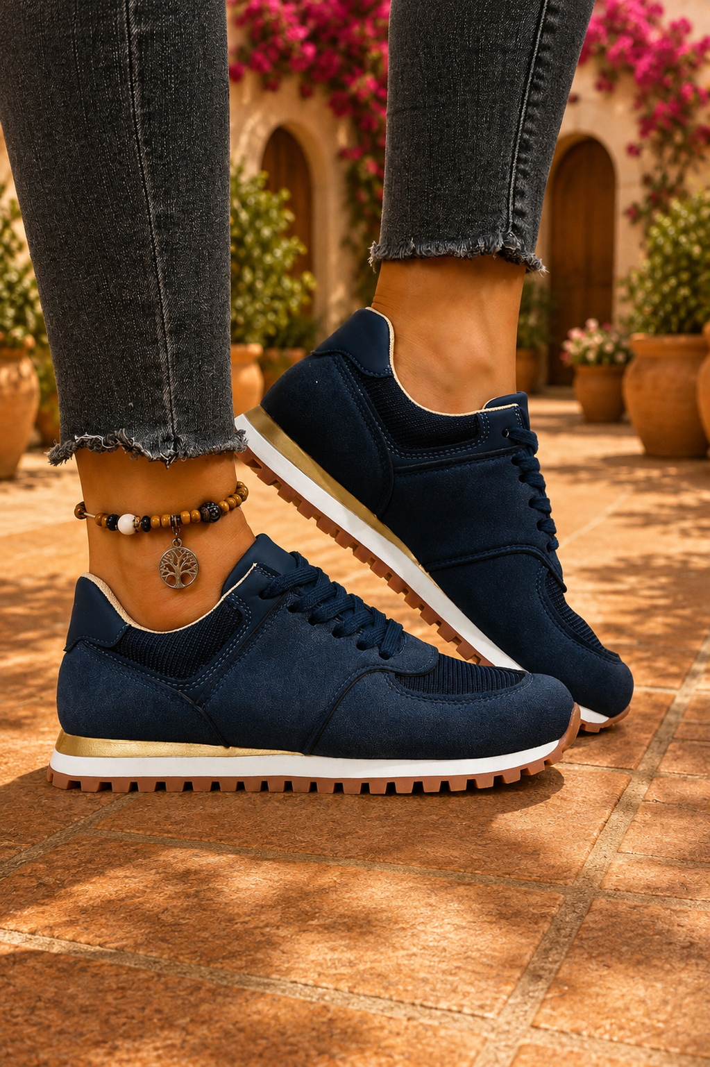 Retro Suede & Mesh Lace-Up Sneakers – Casual Everyday Shoes