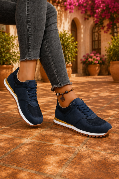 Retro Suede & Mesh Lace-Up Sneakers – Casual Everyday Shoes