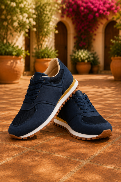 Retro Suede & Mesh Lace-Up Sneakers – Casual Everyday Shoes