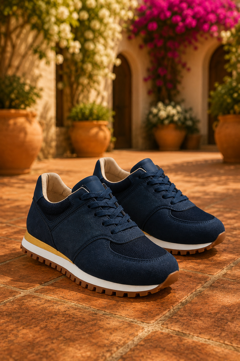 Retro Suede & Mesh Lace-Up Sneakers – Casual Everyday Shoes