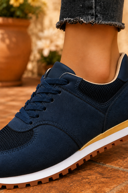 Retro Suede & Mesh Lace-Up Sneakers – Casual Everyday Shoes