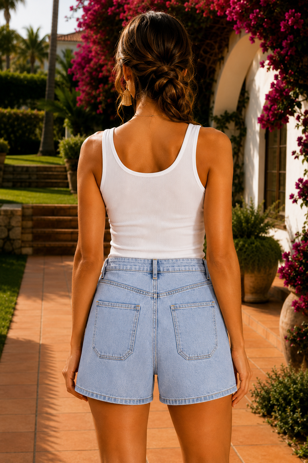 Patch Pocket High Rise Denim Shorts – Casual Everyday Summer Bottoms