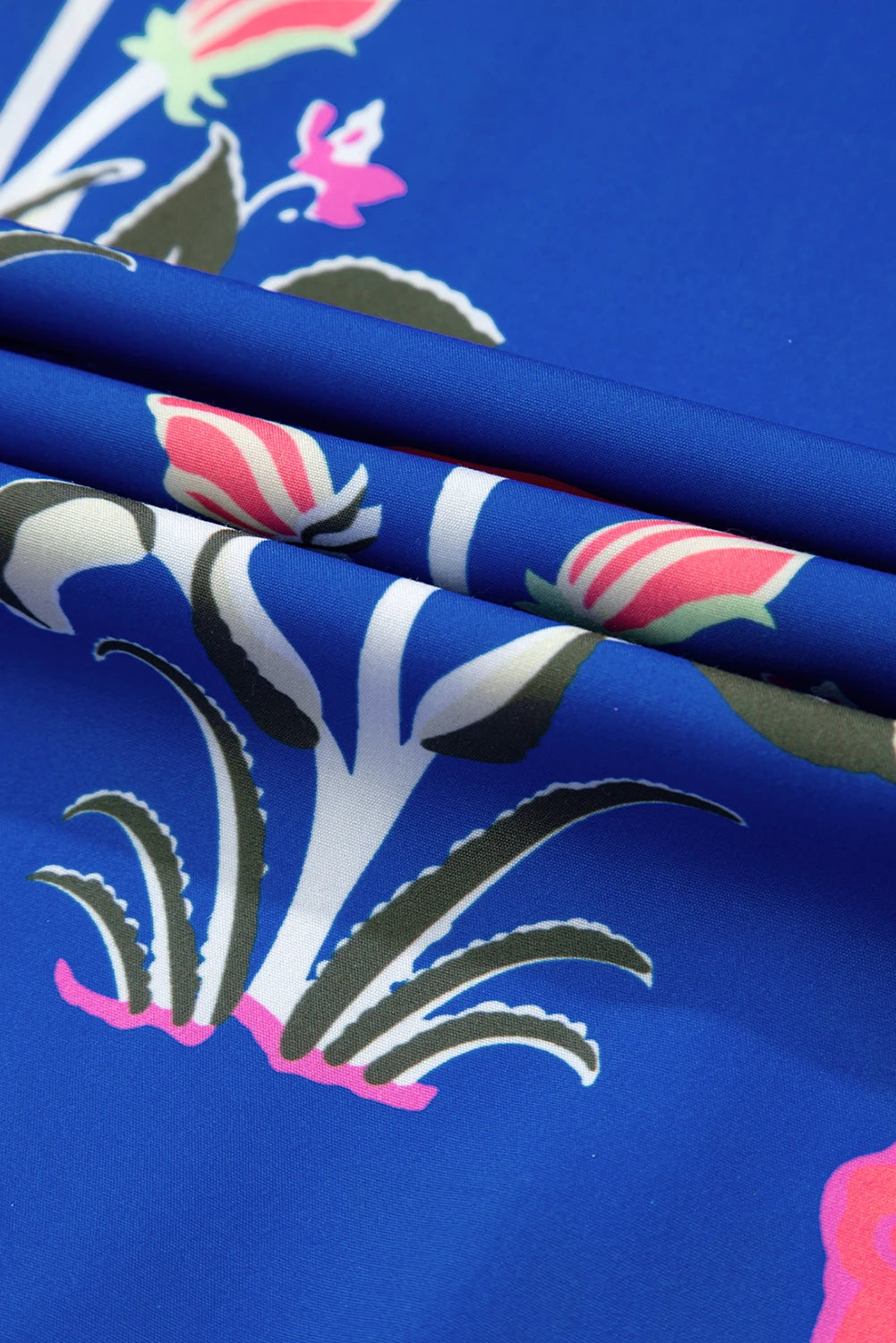 Blue Floral Puff Sleeve High Waist Maxi Dress