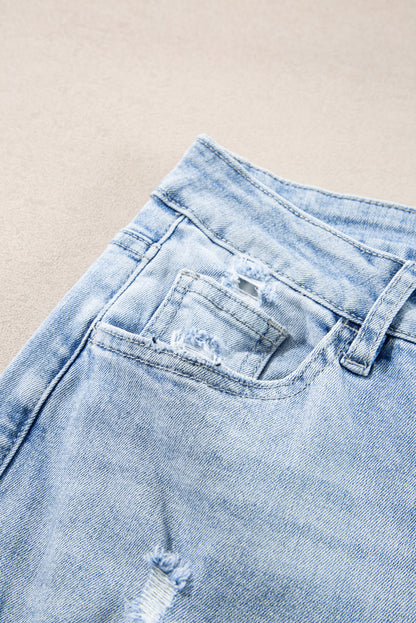 Beau Blue Distressed Straight Leg Jeans 