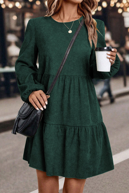 Lantern Sleeve Tiered Mini Dress