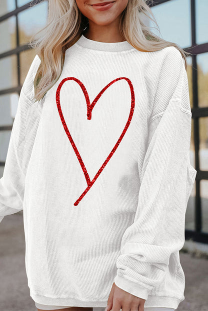 White Heart Line Oversized Sweatshirt