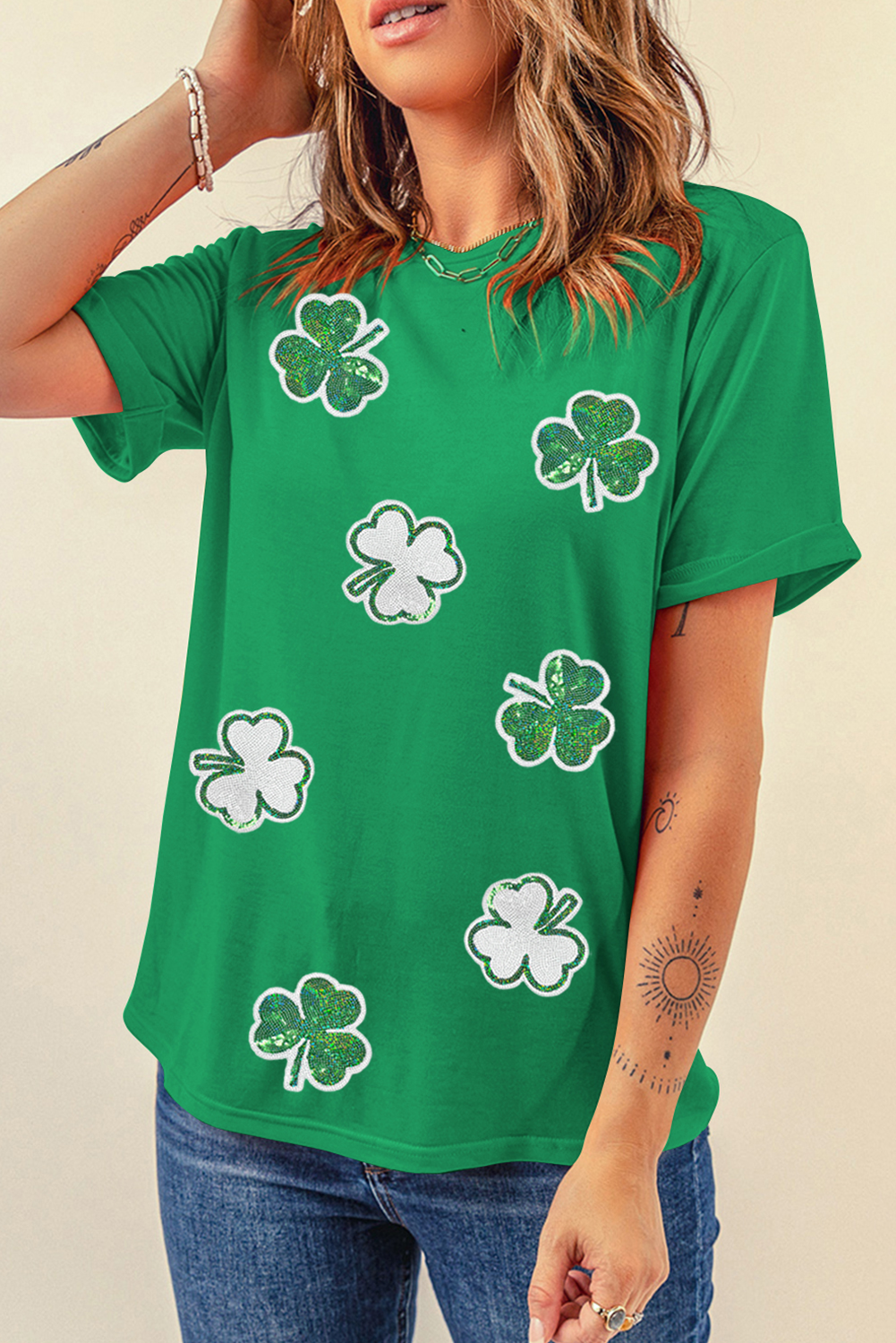 Bright Clover Sequin Tee – St. Patrick’s Day Glow
