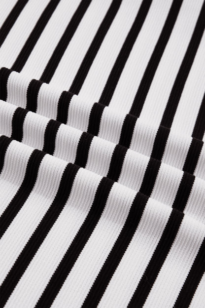 Striped Contrast Collar Puff Sleeve Blouse – Feminine Everyday Boutique Top