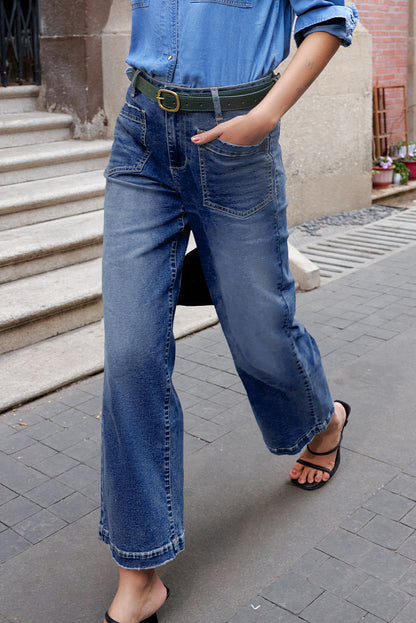 Patch Pocket Wide-Leg Everyday Denim Jeans