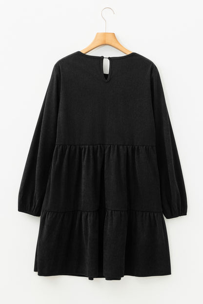 Lantern Sleeve Tiered Mini Dress