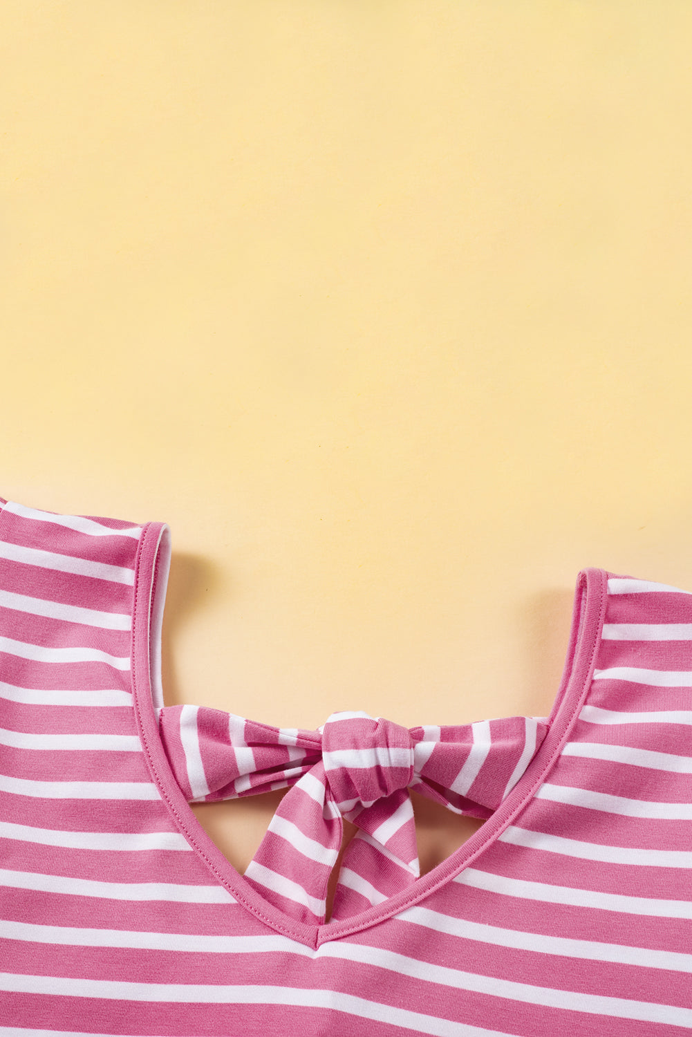 Pink Stripe Butterfly Sleeve Knot Back Top