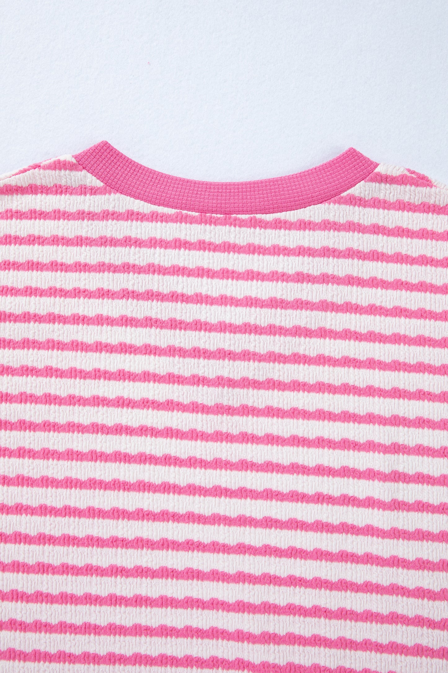 Pink Striped V-Neck Short Sleeve Knit Top – Casual Everyday Sweater Top