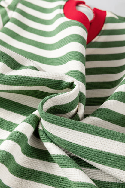 Striped Puff Sleeve Blouse – Casual Contrast Trim Everyday Top